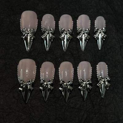 Bowknot Diamond Nails