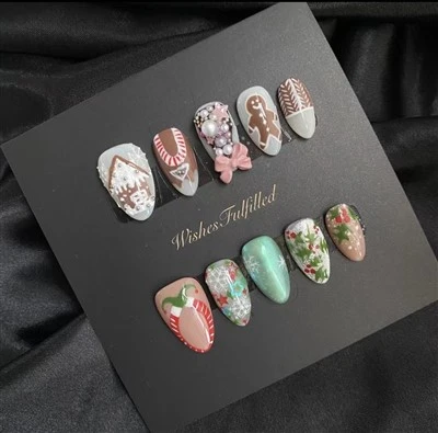 Pink Christmas Acrylic Nails